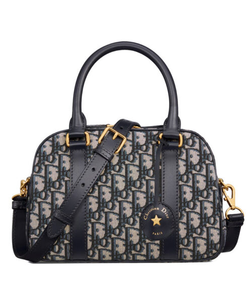 Christian Dior Medium D-Vibe Bowling Bag Dark Blue